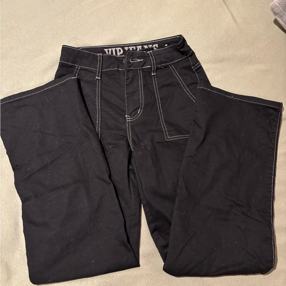 VIP Black Jeans with White Detailing